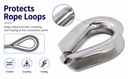 4 Pcs 7/16" Marine T316 Stainless Steel Heavy Duty Wire Rope Thimble, Cable Thimble for Rigging, Shade Sail & Cable Protection