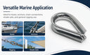 10 Pcs Marine T316 Stainless Steel 3/32" Wire Rope Thimble Commercial Light Duty Type