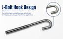 Marine Boat J Bolt Spring Hook J-Bolt J Hook Stainless Steel T316