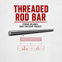 Stainless Steel Fully Threaded Rod 6 Ft Long, Silver Bar Stud Screw for Fastening, Mounting, Construction, and Hardware Use
