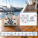 Boat Deck T316 Stainless Steel Square Pad Swivel Eye, Marine Rigging Lift Hardware for Rope, Chain - PACK 4