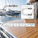 Marine T316 Stainless Steel U-Bolts with Hex Nuts, Heavy Duty U Bolt Fasteners for Deck, Dock, Pipe, and Hardware Use - PACK 4