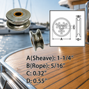 Marine Boat T304 Stainless Steel Sheave Wire Pulley with Brass Bushing for Wire Rope, Cable Rigging, Yacht - PACK 4