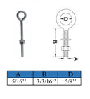 T316 Stainless Steel Welded Plain Eye Bolt, Marine Boat Eye Screw Hardware with Working Load Limit for Rigging and Fastening