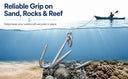 1KG Grapnel Anchor Hook – Hot Dipped Galvanized 4-Flute Folding Grappling Anchor with Ring, 11.5" Marine Anchor for Kayak, Small Boat, Fishing, Yacht