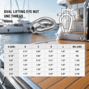 UNC Tap Thread Eye Nut, 316 Stainless Steel Marine Grade Boat Rigging Nut for Lifting, Chain, Cable, and Rope