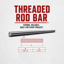 Stainless Steel Fully Threaded Rod 6 Ft Long, Silver Bar Stud Screw for Fastening, Mounting, Construction, and Hardware Use