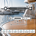 4 Pc Set Marine Grade T316 Stainless Steel Jaw Eye Turnbuckle for Cable Rope, Adjustable Rigging Tensioner for Boat, Dock - PACK 4