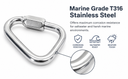 Delta Quick Links 3/8" Stainless Steel T316 Triangle Carabiner 2,200 Lbs WLL