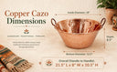 18" Copper Cazo de Cobre for Carnitas Tacos, Heavy Duty 100% Pure Copper Mexican Cooking Pot, Large Jam Pan for Candy, Sauce & Traditional Cooking, Handmade in Mexico