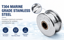 Marine T304 Stainless Steel Brass Bushing 1-1/4" Sheave Wire Rope Pulley For 5/16" Rope