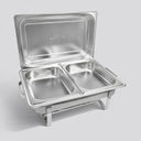 24''L x 14''W Stainless Steel Chafing Dish Set – Full Size Buffet Tray with Two 1/2 Size Dish Pan Inserts for Catering, Steam Table & Food Service