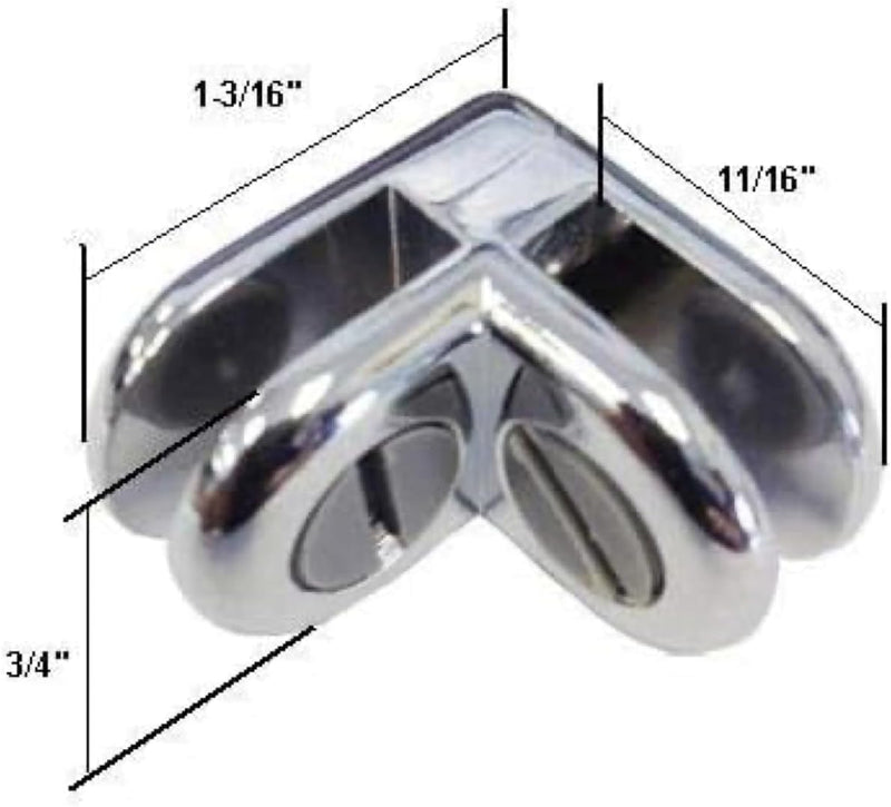50 Pcs Chrome Metal 2 Way Glass Shelf Connector 3/16" Tempered Glass 90 Degree