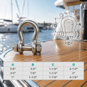 316 Stainless Steel Drop Forged Mil-Spec Bolt Pin Anchor Shackle, Marine Grade Rigging Shackle for Chain, Cable, and Lifting