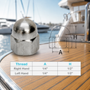 10 PC 1/4" Stainless Steel 316 Cap Acorn Nut Hex, Right Hand and Left Hand UNC Marine Rigging Hardware