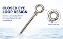 Marine T316 Stainless Steel 5/16" x 3-3/16" Screw Lag Eye Bolt