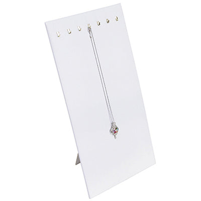 White Faux Leather 7 Hooks Easel 14" x 7-3/4" For Hanging Display Chain Necklaces Retail Store