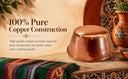 18" Copper Cazo de Cobre for Carnitas Tacos, Heavy Duty 100% Pure Copper Mexican Cooking Pot, Large Jam Pan for Candy, Sauce & Traditional Cooking, Handmade in Mexico