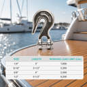 Marine Stainless Steel 316 Clevis Grab Hook, Boat Towing Tie Down Shackle for Chain, Rigging, Trailer, and Outdoor Use
