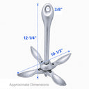 3.5 lb Folding Grapnel Anchor, Hot Dipped Galvanized Boat Anchor for Kayak, Jet Ski, Canoe & Small Watercraf