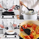 12 Pc Black Silicone Kitchen Utensil Set, Heat Resistant Spatula, Spoon, Pasta Server, Tongs & Whisk, Nonstick Cookware Safe Tools