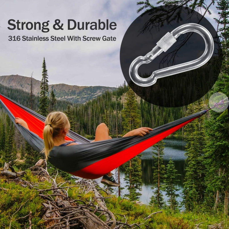 5 PC 1/4" Stainless Steel Carabiner Spring Snap Hook Eyelet & Screw 250 LB Cap