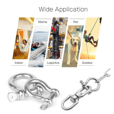 5 PC Stainless Steel 5/16" Commercial Bow Shackle Paracord Boat Anchor Rigging