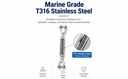 Marine T316 Stainless Steel 3/4" x 6" Jaw Jaw Turnbuckle Tensioner Pulley 5,200 Lbs WLL