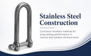 Marine T316 Stainless Steel 1/4" Captive Pin Long D Shackle 750 Lbs WLL