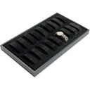 14-3/4" x 8-1/4" x 1-1/8" Black Velvet Watch Display Tray – 18 Slot Jewelry Organizer Tray for Watches, Bracelets & Accessories