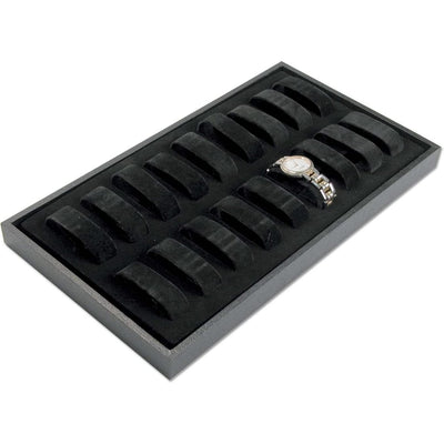 1.20 Lbs 14-3/4'' Black Velvet 18 Slot Women's Watch Tray Display Case Jewelry Tray