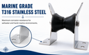 T316 Stainless Steel Anchor Bow Roller – Boat Platform Roller 7-1/4"L x 3"W Fixed Mount for Marine, Yacht & Docking Use