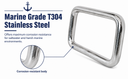 4 Pcs Marine T316 Stainless Steel 5/16" x 3" Rectangle Ring 1,100 Lbs WLL For Yacht Sailing