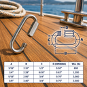 Marine T316 Stainless Steel Long Quick Link, Connect Link Chain Connector for Rope, Chain, Cable, Rigging - PACK 4
