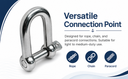 Marine T316 Stainless Steel 1/2" D Chain Shackle with Screw Pin 1,600 Lbs WLL