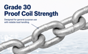 Hot Dip Galvanized Steel 5/8" x 150 Ft Grade 30 Proof Coil Chain 6,900 Lbs WLL