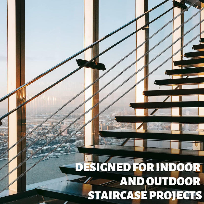 3/16" Stainless Steel 316 Wire Rope 1000ft, T316 Steel Wire Cable, Deck Railing 7x19 Strands Construction, 2900LBS Breaking Strength for Stair Handrail Clothesline