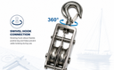 T304 Stainless Steel 3" Double Sheave Swivel Hook Block For 3/16" Cable Wire Rope 1,450 Lbs WLL