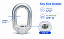 2 Pcs Marine Hot Dipped Galvanized Steel 5/16" Thickness Eye Nut 3/8"-16 Tap Size 1,250 Lbs WLL