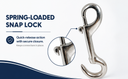 Marine T316 Stainless Steel 5"L Open Eye Bolt Snap Hook Snap Lock