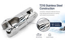 T316 Stainless Steel Anchor Swivel Connector 5-1/2" (139mm) – 8,600 lb WLL for 1/2"–5/8" Chain Marine Grade Boat Rigging