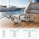 316 Stainless Steel Eye Eye Swivel, Marine Mooring Connector for Boat, Anchor, Chain, Rope, and Cable