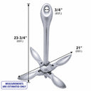 Folding Grapnel Anchor Hot Dipped Galvanized Steel, Boat Anchor for Yacht, Docking, Mooring, Fishing, Kayak, Canoe, and Marine Use