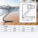T316 Stainless Steel Cunningham Hook for Marine Boat, Yacht Sailing Deck Rope Hardware for Dock, Line Control, Rigging - PACK 4