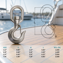 Drop Forged T316 Stainless Steel Swivel Hook, Swivel Eye Lifting Hook with WLL for Marine, Rigging, Chain, and Towing Hardware