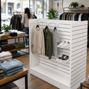Shaped Slatwall Gondola Display 48" W x 24" D x 54" H, Double Sided Retail Floor Merchandising Fixture for Store, Boutique, Trade Show, and Showroom