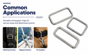 4 Pcs Marine T316 Stainless Steel 5/16" x 3" Rectangle Ring 1,100 Lbs WLL For Yacht Sailing