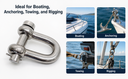 4 Pcs Mil-Spec Forged 5/16" Round Pin Chain Shackle 1,300 Lb WLL Stainless Steel