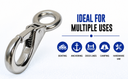 Stainless Steel Fixed Eye Boat Snap Hook, Marine Grade 316 Clip for Rope, Chain, Cable, Rigging, and Outdoor Use