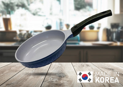 8" Ceramic Coating Interior and Exterior Cooking Frying Pan, Made In Korea